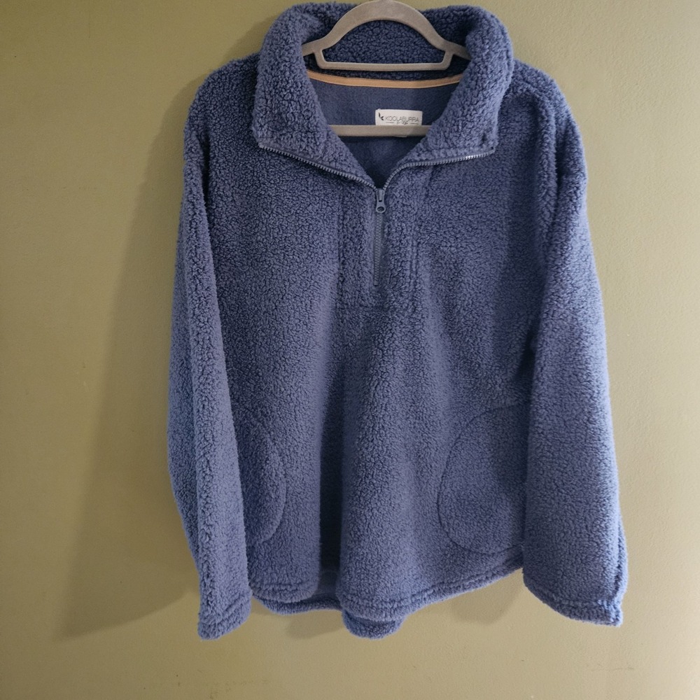 Koolaburra‎ by UGG Sherpa Fleece Bomber Jacket Blue Size Large 1/4 Zip - Picture 5 of 6